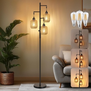 ROTTOGOON Boho Floor Lamp with 3 X 6W LED Bulbs ROFP107AB1